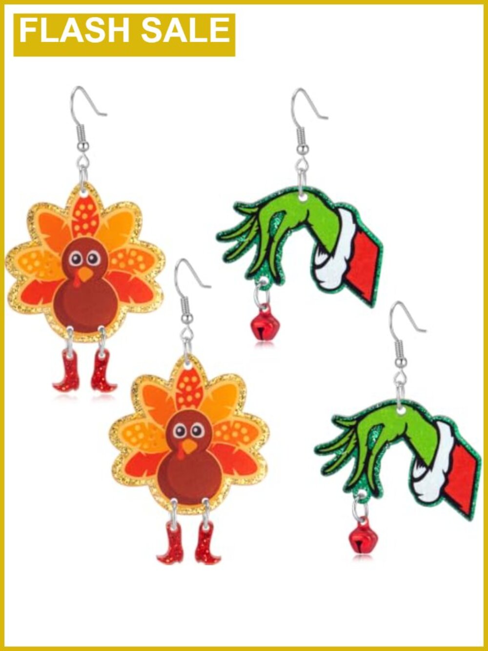 Acrylic Holiday Earrings Set Thanksgiving Christmas Drop Dangle Women
